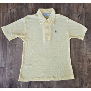 Penguin Shirt Large Vintage Grand Slam Munsingwear 60s Golden Yellow Mesh Polo